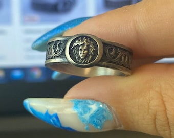 Sterling Silver Medusa Ring: Greek Mythology Band