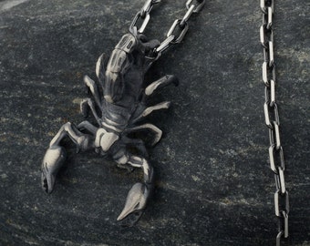 Geoxideerde sterlingzilveren ketting Schorpioen: handgemaakte dierenriemhanger