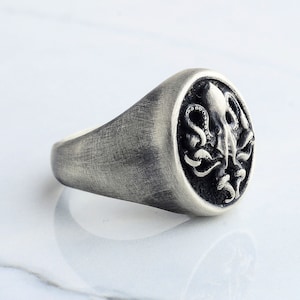 Sterling Silber Oktopus Siegelring: Sea Animal Biker Schmuck