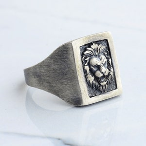 Sterling Silver Lion Head Men Ring, Wild Lion Ring, Oxidized Ring, Animal Lover Rings, Leo Zodiac Ring, Unique Man Gift, Gift For Husband