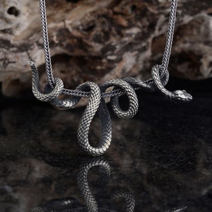 Silver Snake Necklaces, Sterling Silver handmade Snake Pendants, Animal Lover Necklaces, Unique Pendant, Snake Pendant Chain, Gift For Man