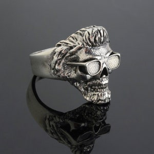 Skeleton Skull Punk Silver Man Ring, Biker Ring,Gothic Jewelry, Halloween Skull Ring,Pirate Ring, Gothic Gift, Gift For Men, Jewelry For Men