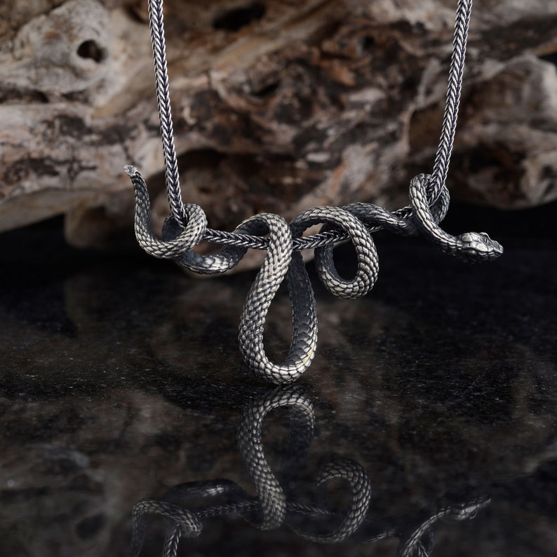 Gothic Snake Necklaces, Sterling Silver Serpent Pendants, Oxidized ...