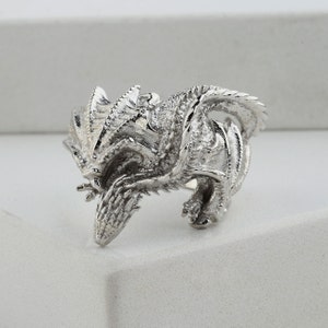 925k Silver Winged Dragon Ring, Handmade Men Ring, Sterling Silver Adjustable Wild Animal Ring, Unique Ring For Man, Silver Gift Men