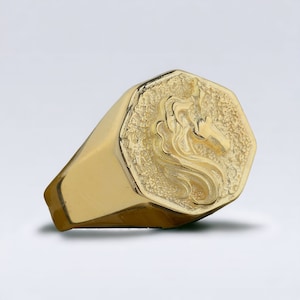 10k Gold Unicorn Relief Ring, Gold Fill Ring Man, Stackable Pinky Man Ring, Ring For Man Unique, Engagement Gifts, Unique Holiday Gift