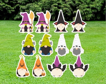 Halloween Gnomes Yard Decorations | 12 Pack with Stakes