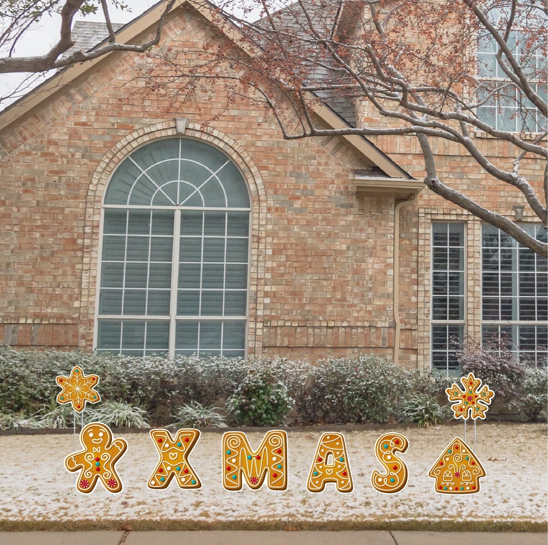 Gingerbread Christmas Yard Decorations 8 Pack With Stakes Etsy