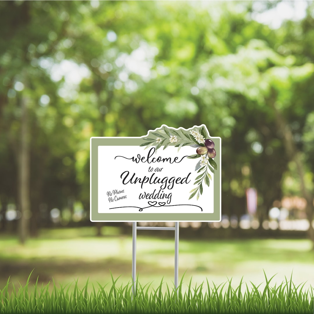 Unplugged Wedding Olive Branch Yard Sign 24x18 Etsy