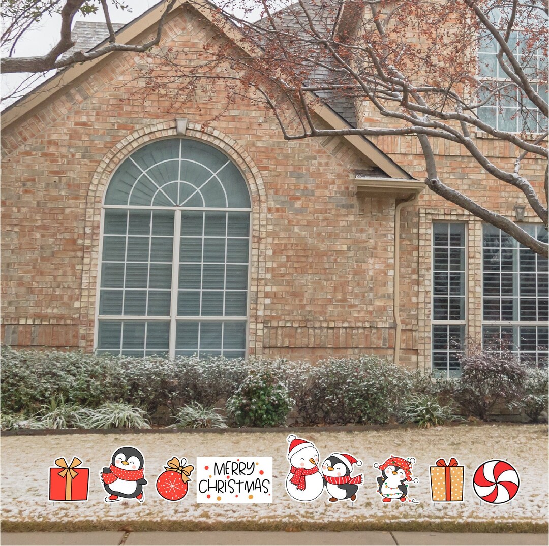 Christmas Penguin Yard Decorations 8 Pack With Stakes Etsy