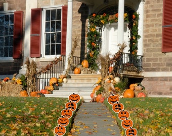 Jack-O-Lantern Halloween Yard Decorations | 12 Pack with Stakes