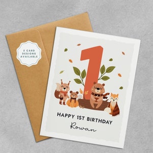 Birthday Personalized Card | 1st Birthday Card for Girl or Boy | Any Age and Name Birthday Card for Niece, Nephew, Granddaughter, Grandson