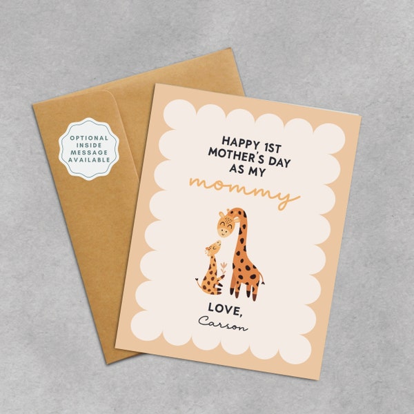 Personalized 1st Mothers Day Card | First Mothers Day As My Mommy | Mother and Child Card for Mom, Wife, Grandma