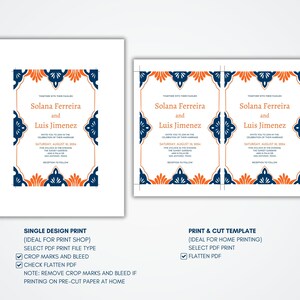 Terracotta and Navy Wedding Invitation Template, Blue Talavera, Editable Mexican Invite Printable, Instant Download, Solana image 6