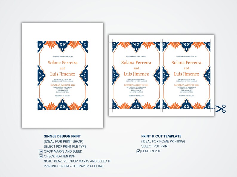 Terracotta and Navy Wedding Invitation Template, Blue Talavera, Editable Mexican Invite Printable, Instant Download, Solana image 6