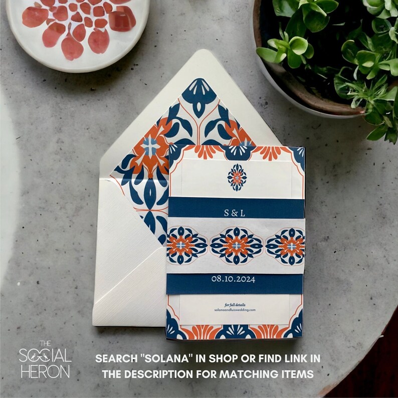Terracotta and Navy Wedding Invitation Template, Blue Talavera, Editable Mexican Invite Printable, Instant Download, Solana image 9