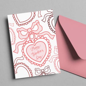 Carte imprimable Happy Galentine's Day pour petite amie, amie, soeur | pour notes avec médaillon coeur coquette | DIY Saint-Valentin | Téléchargement instantané