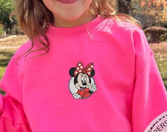 Embroidery Minnie Hoodie, Embroidered Disneyworld Sweatshirt, Disney Trip, Cute Youth Sweatshirt, Birthday Hoodie, Disneyland Hoodie