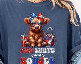 4th July Tshirt, Patriotic Tee, Happy 4th Meme, USA Tshirt, Independence Day Shirt, Comfort Colors Tshirt, Highland Cow Tee, America Tee
