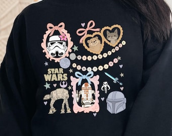 Coquette Star Wars Sweatshirt, May The Force Be With You Disney Bow Hoodie, Ewok ATAT R2D2 C3PO, Retro Disney Star Wars, Darth Vader Hoodie