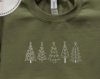 Embroidered Tree Sweatshirt, Embroidery Christmas Hoodie, Xmas Youth Sweatshirt, Winter Sweatshirt, Pine Tree Hoodie, Merry Christmas