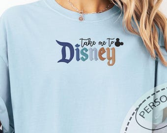 Disney Embroidered Shirt, Gift for Disney Fan Tee, Retro Disney Shirt, Disney Trip Gift, Disneyland Tshirt, Disneyworld Tee, Comfort Colors