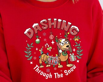 Toy Story Slinky Dog Xmas Hoodie, Dog Lover Sweatshirt, Disney Christmas Hoodie, Toy Story Characters Sweatshirt, Kids Christmas Hoodie