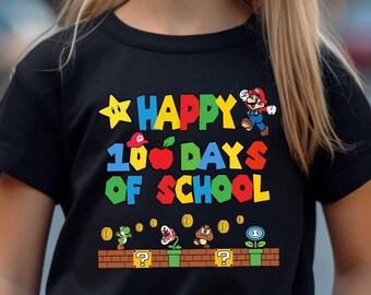 Mario Student Shirt, Mario Game Shirt, 100th Days Celebration Shirt, Gamer Shirt, School Party Shirt, Funny Pupil Shirt, Teacher Tee