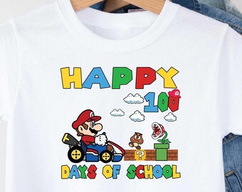 Gamer School Tee, Happy 100 Days Of School Shirt, Mario Shirt, Video Gamer Shirt, Hello School Tee, Cartoon Shirt, Funny Teacher Shirt