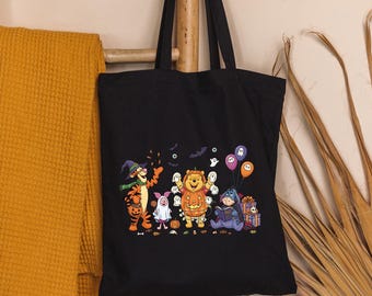 Disney Halloween Tote Bag, Winnie The Pooh Bag, Pumpkin Ghost Tote Bag, Piglet Halloween Tote Bag, Spooky Vibes Tote Bag, Halloween Friends