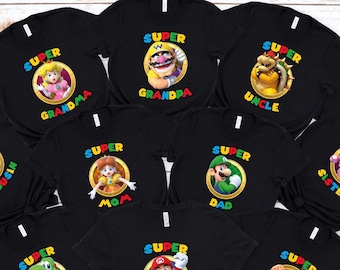 Custom Mario Shirt, Mario Family T-shirt, Video Game Shirt, Birthday Party Shirt, Peach Yoshi Tee, Cool Game Tee, Cute Character Shirt