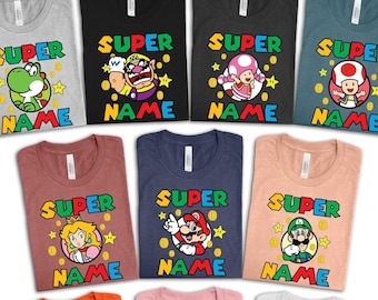 Custom Mario Shirt, Super Mario T-shirt, Mario Characters Shirt, Birthday Party Shirt, Mario Game T-shirt, Donkey Kong, Peach Yoshi