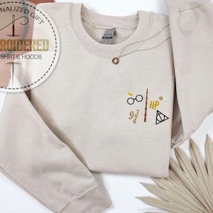 Embroidered Magic Wizards Sweatshirt, HP Sweatshirt, Magical Tools Sweatshirt, Fantasy Magic Sweatshirt, Witchcraft and Wizardry Gift