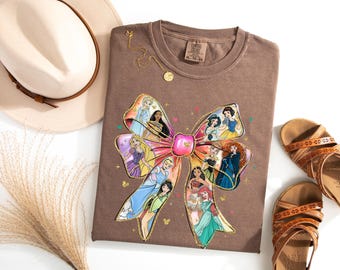 Princess Coquette Bow Shirt, Comfort Colors, Disney Tshirt, Family Vacation Shirt, Belle Aurora Shirt, Cinderella Tshirt, Cute Coquette