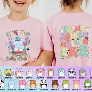 Camiseta de cumpleaños de Squishmallow personalizada, camisa de Squish Squad, camisetas de fiesta de cumpleaños para niños, camisa de Squishmallow personalizada, en mi era de Squishmallow