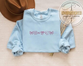 Dentist Icons Embroidery Sweatshirt, Embroidery Dentist Nurse Hoodie, Coquette Hygienist Apparel, Dental Student Sweatshirt, Gift For Her