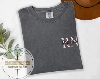 Embroidered Custom Registered Nurse Tee, Personalized RN Tee, Nurse Student Tee, Nurse Week Tshirt, Name Tee, Comfort Colors Shirt