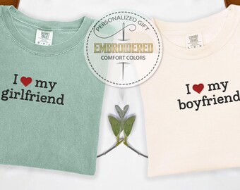 Embroidery Valentines Matching Couples Tee, Darling Gift Hoodie, Romantic Gift Sweatshirt, Anniversary Gifts for Him, Simple Heart Hoodie
