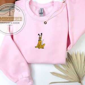 Embroidered Pluto Sweatshirt, Disney Pluto Hoodie, Disneyland Family Sweatshirt, Cute Disneyland Hoodie, Disney Trip , Gift for Her image 2