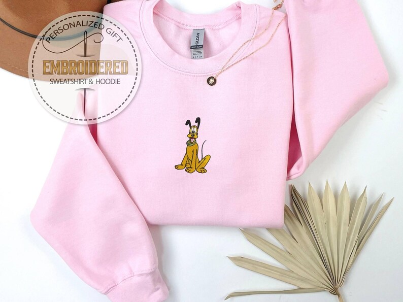 Embroidered Pluto Sweatshirt, Disney Pluto Hoodie, Disneyland Family Sweatshirt, Cute Disneyland Hoodie, Disney Trip , Gift for Her image 2