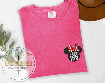 Camiseta bordada para mamá, camiseta Disney para mamá, camiseta de Minnie, cumpleaños para mamá, colores cómodos, regalos para el Día de la Madre, Disneyland, bordado Disney