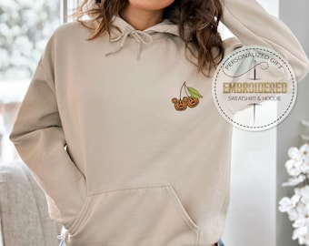 Embroidered Cherry Mickey Disney Pumpkin Disneyworld Hoodie, Fall Pumpkin Sweatshirt, Disney Fall Women Gifts, Embroidery Fall Outfit