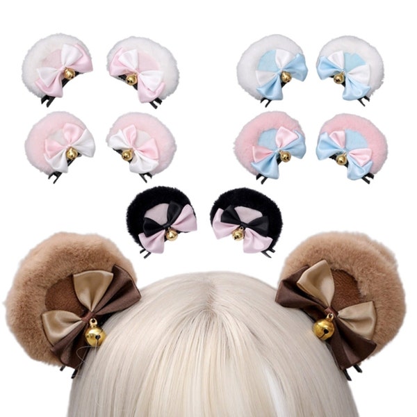 Pinces à oreilles ours mignon, Costume d'halloween Cosplay pour femmes et filles, bandeau ours en peluche Kawaii