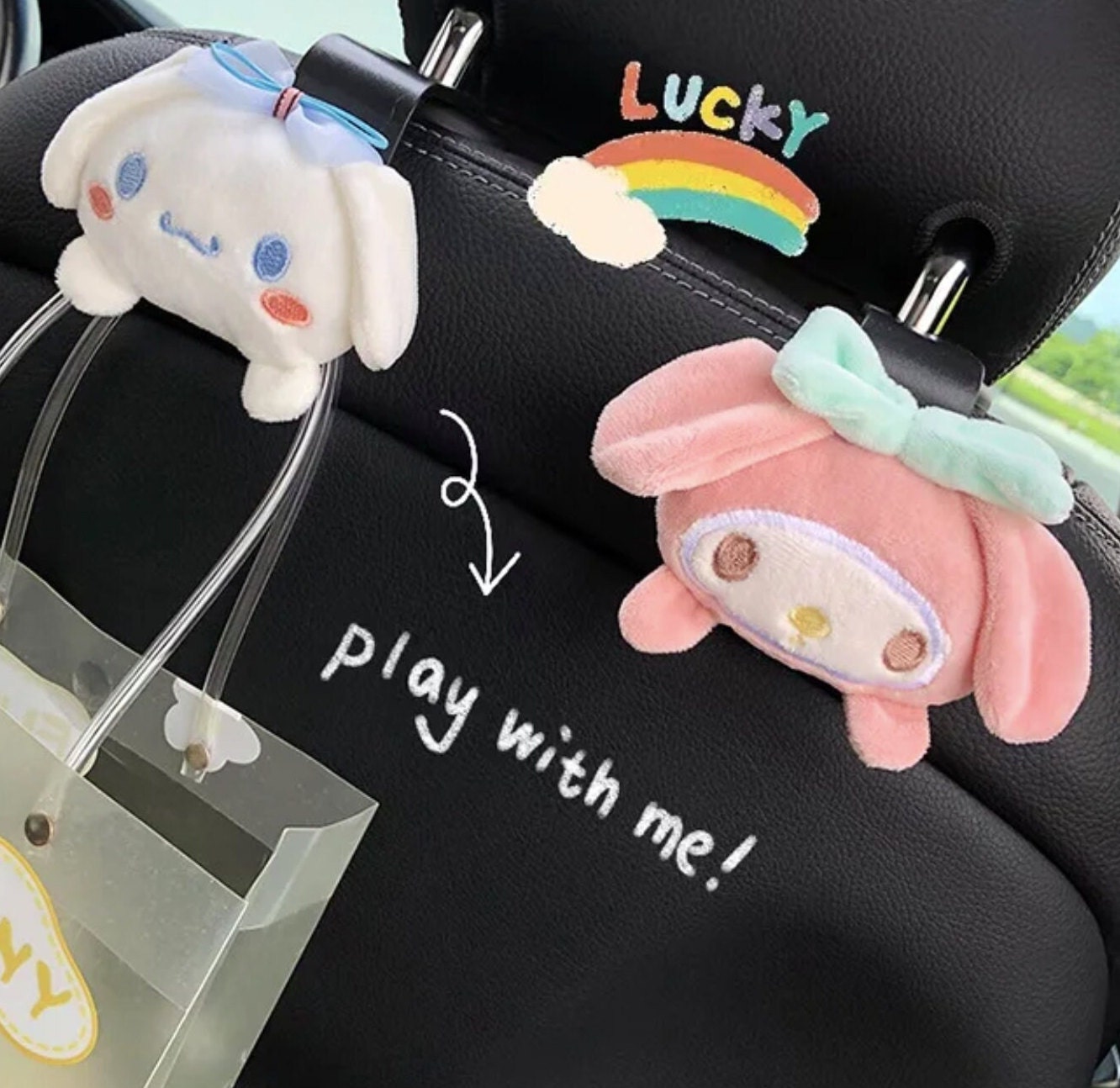 Sanrios Anime Cartoon HelloKittys Car Tissue Box Cute Kawaii Plush Doll  Creative Girl Car Accessories Hanging Tissue Bag Gift