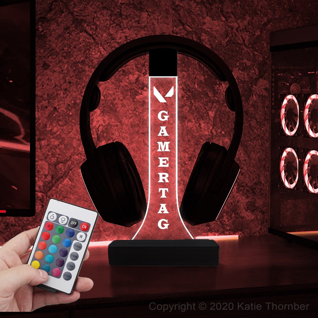 Valorant Personalized Headphone Stand With RGB LED, Valorant Gamertag