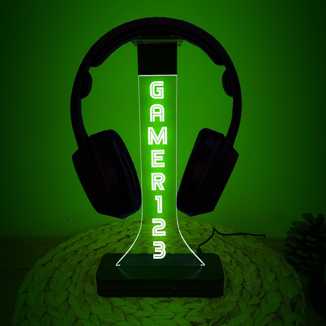 Personalized Headphone Stand, Custom Headphone Holder, Gamer 3D Night