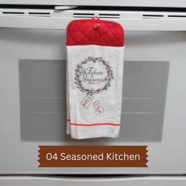 Hanging Potholder Dish Towel - Choose from - Dog, Kitchen or USA Dishtowel Designs