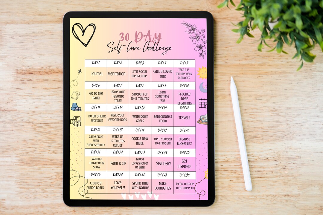 30 Day Self Care Planner, Digital Download, Printable Planner, Self ...