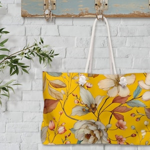 Oversized Weekender Bag | Floral Travel Carry-On | Beach Tote | Women&#39;s Overnight Bag | Holiday Gift |  Gift under 50