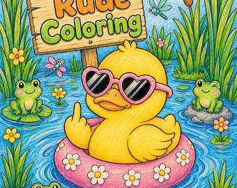 Cute but Rude Coloring Book, Funny Sweary Animals Coloring Pages, 40 Printable PDF Pages, Instant Download Adult Coloring, Novelty Gift
