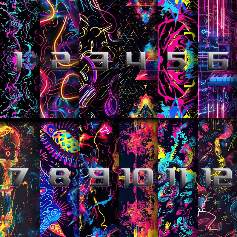Neon Rave Pattern Neon Rave Seamless Pattern Designs (JPG, PNG, SVG Digital Download) - Etsy